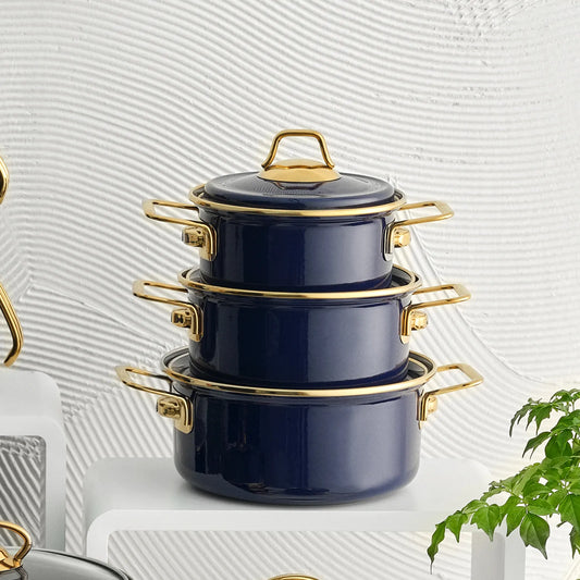 6 Piece Cookware Set Navy Blue