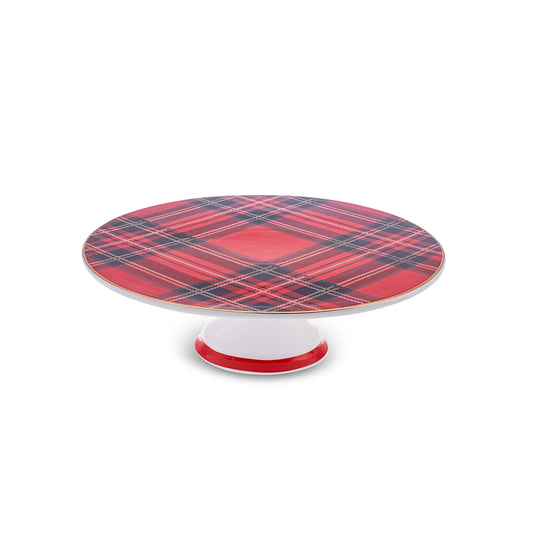 New Year 24 Plaid Cake Stand Red