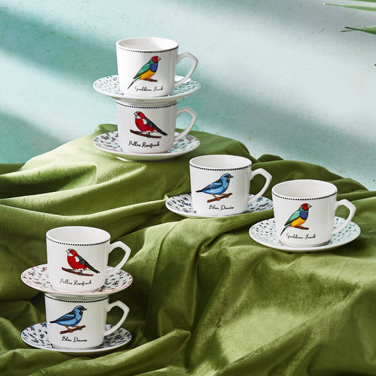 Parrot Pattern Set of 6 Coffee Cups 80 ml